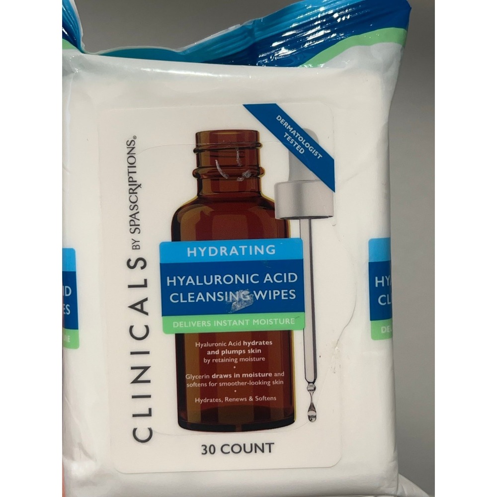 Clinicals By Spascriptions Hydrating Hyaluronic Acid Cleansing Wipes 30 Count
